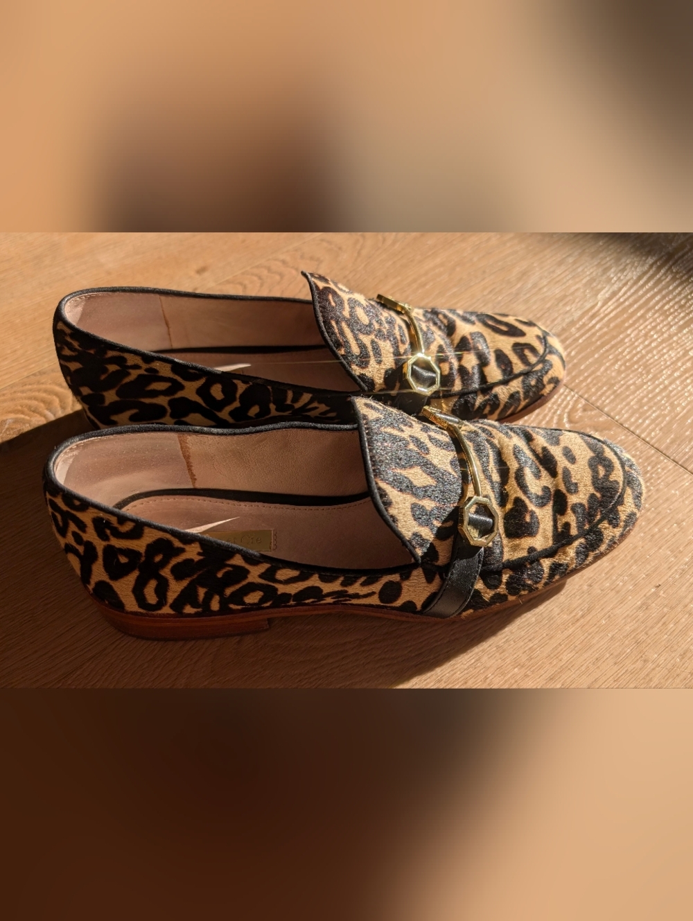 Louise et Cie Leopard Print Loafers with Gold Hardware